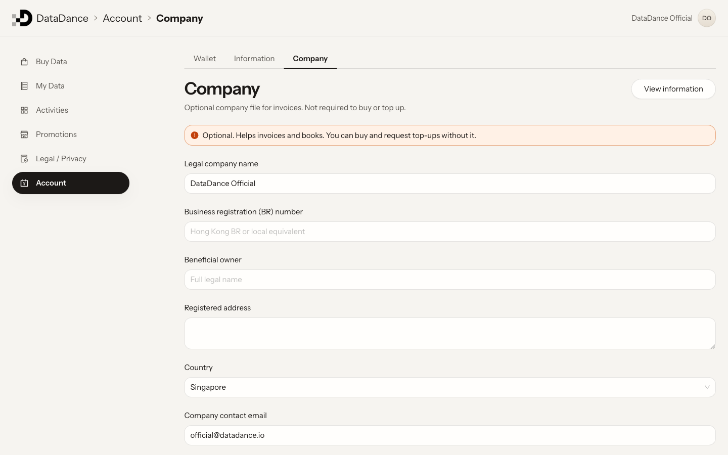 Account Company page