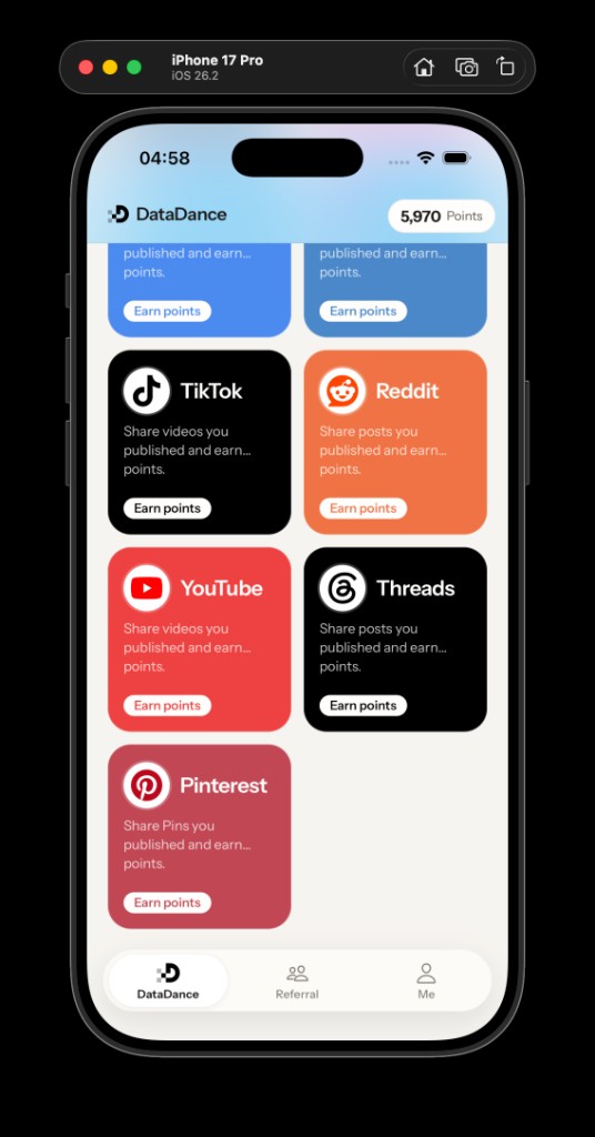 More social cards including YouTube Threads Pinterest