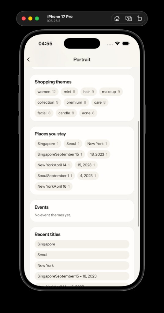 Shopping themes, places, events, recent titles