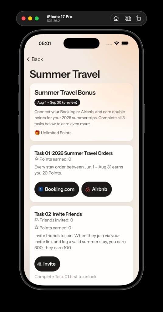 Summer Travel campaign tasks